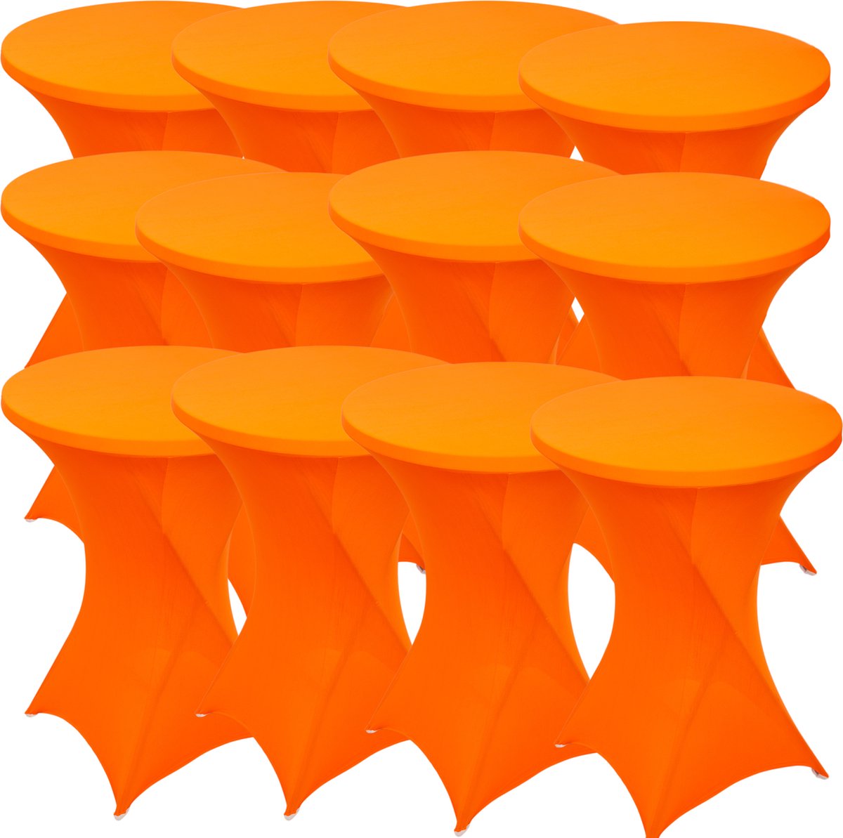 Statafelrok Oranje x 12 – ∅80-85 x 110 cm – Statafelhoes Stretch 12 Stuks – Tafelhoezen voor Statafel – Geschikt voor Horeca Evenementen | Sta Tafel Hoes | Staantafelhoes | Trouwerij